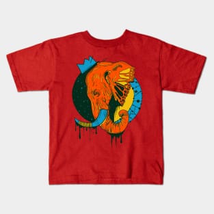 Orange Blue Royal Elephant Kids T-Shirt